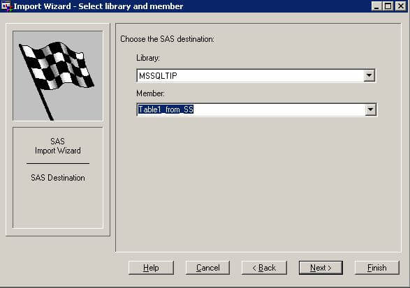 sas import wizard data destination