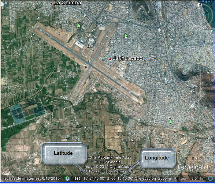 Googe Earth of Cochabamba, Bolivia