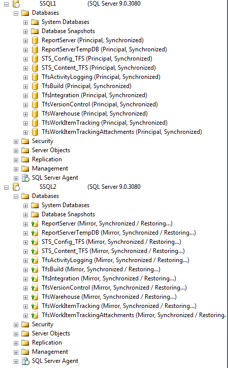 sql server ssms mirrored databases