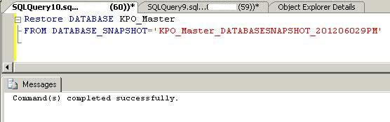 Reverting a db snapshot