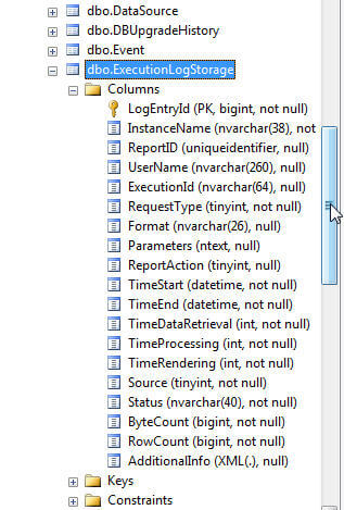 Execution Log Table