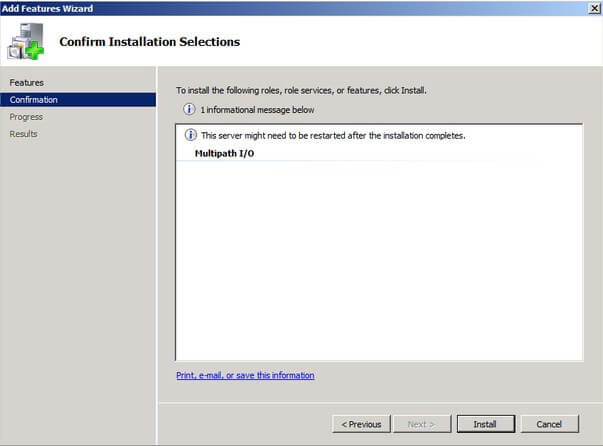 Confirm Installation Selections dialog box