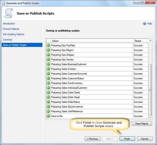 Generate and Publish Scripts wizard iterating through each object