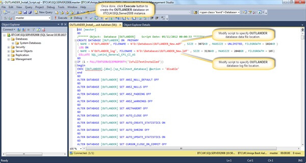 Restoring OUTLANDER database