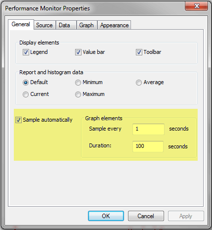 setting the sample rate for perfmon