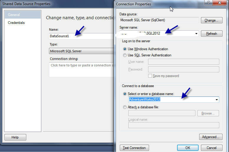 Create a new data source for your SSRS report