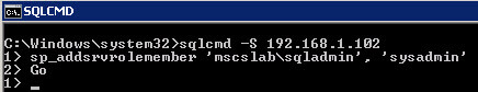 connecting via SQLCMD works