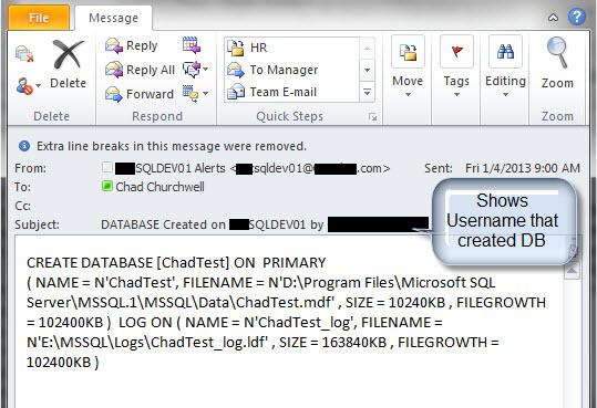 Email alerts when new databases are created in SQL Server