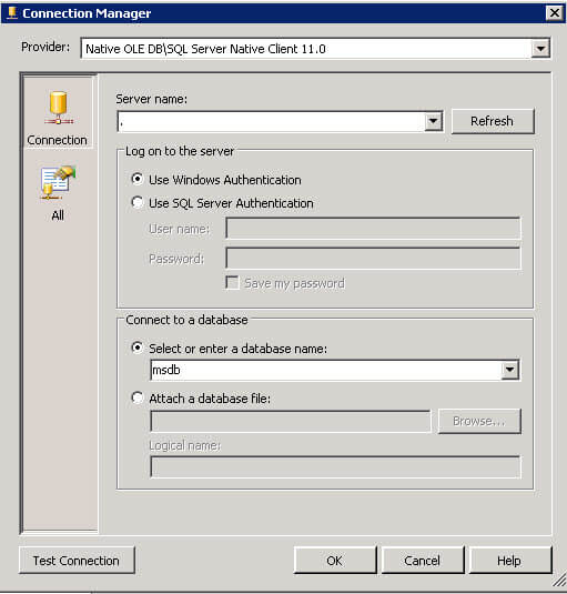 The Server Name is the SQL Server Database Engine 