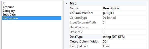 leave the attributes of the Description column unchanged 