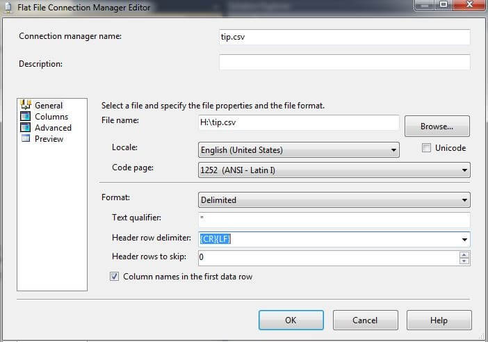 Flat File Connection Manager Editor