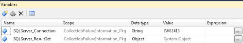 Define the SQL Server Integration Services Package Variables