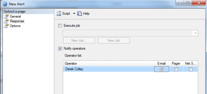 configure a simple SQL Server Agent alert 