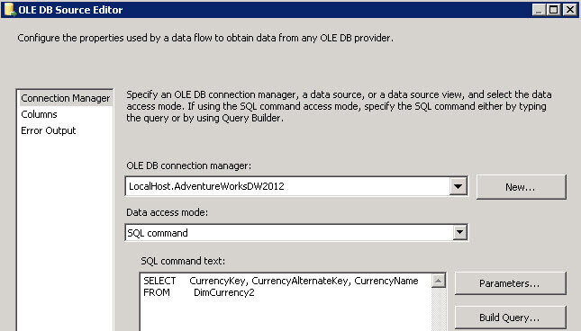 Ole DB Source Editor