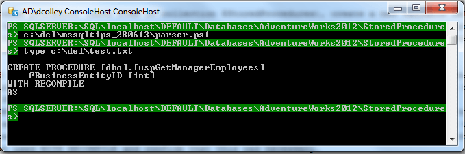 create a new variable called $sp and assign to it the string representation of the output of the script() method on the stored procedure