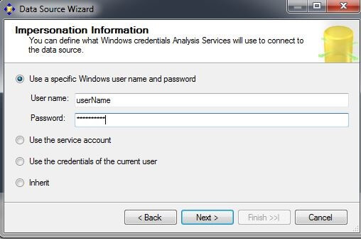 click on "Use a specific Windows user name and password."