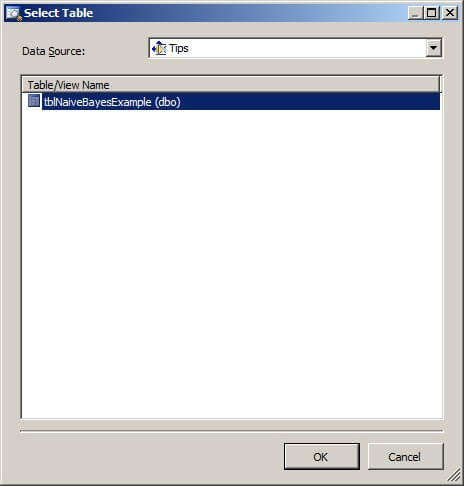 Click on the "Select Case Table..." button to display the Select Table window