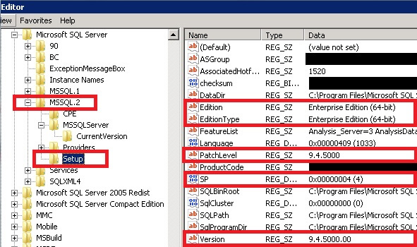 SQL Server 2005 x64 bit Enterprise Edition Analysis Service Edition, Service Pack and Patch Level