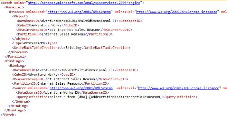 SSAS xmla processadd code