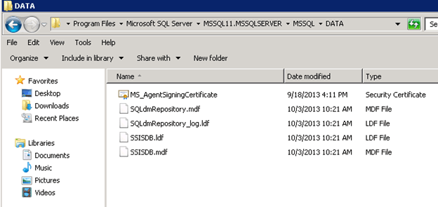 After rebooting, browse to the location of the data files and you will notice that the user databases weren't removed with the uninstall, but the system databases were.