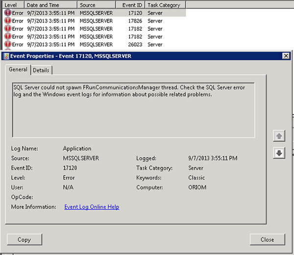 Application Event Log