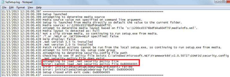 Cannot load .NET security policy file