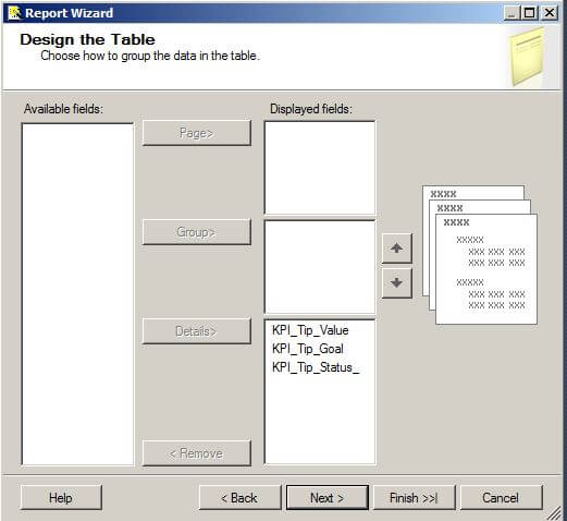 the Design the Table screen