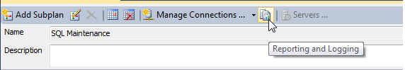 The Maintenance Plan reporting and logging option is enabled by default