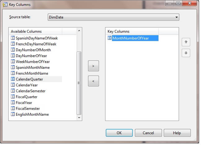 Click on MonthNumberOfYear in the Available Columns box 