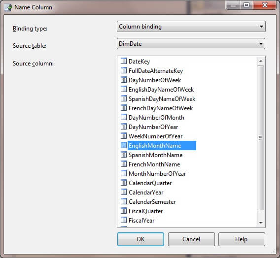 Click on EnglishMonthName and click on OK. 