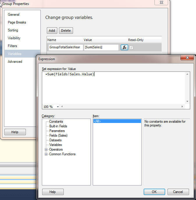 SSRS Report and Group Variable References