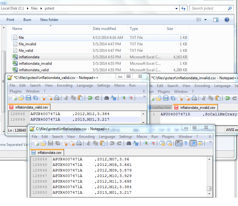 As you can see, it wrote the one bad line to the invalid file and wrote the remaining to the valid file
