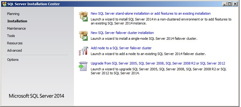 Launch the SQL Server 2014 Setup application.