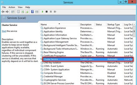 Verify that the Cluster Service is not running on the current active node