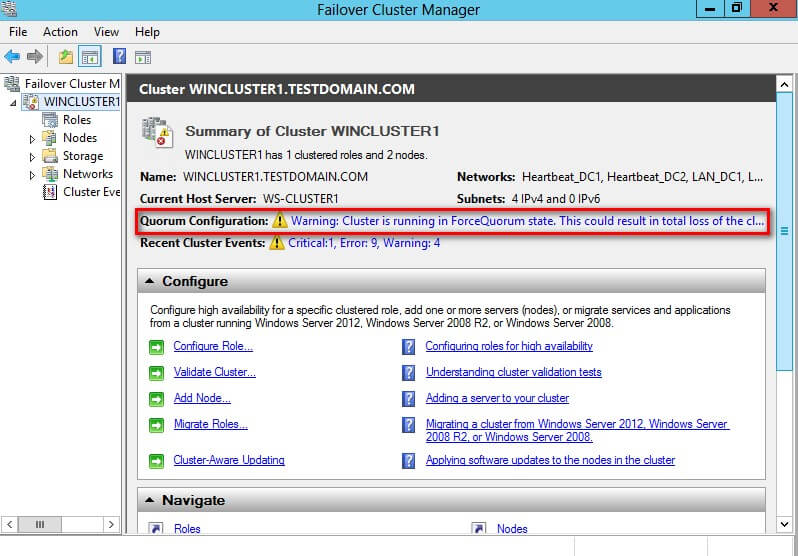 Once the PowerShell command has been executed, you can now use the Failover Cluster Manager console to connect to the WSFC