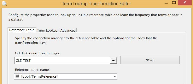 Reference Table pane
