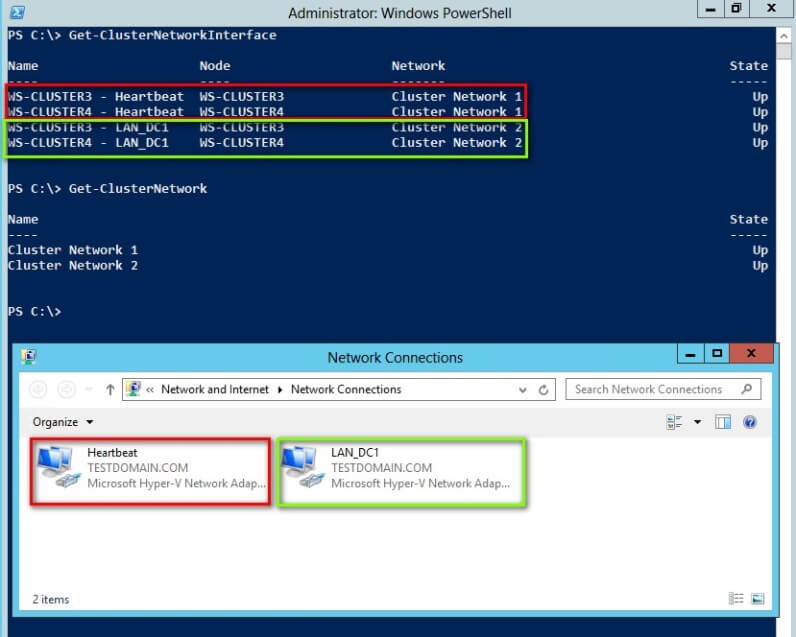 To be sure, run the Get-ClusterResource cmdlet to know the exact names.