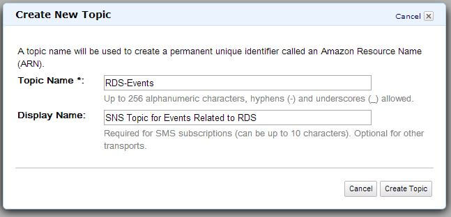 Creating new SNS topic