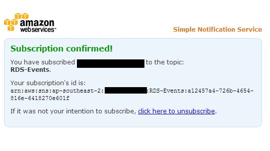 SNS topic subscription confirmation