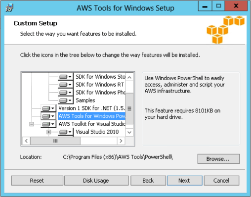 Install and configure the Amazon PowerShell module.