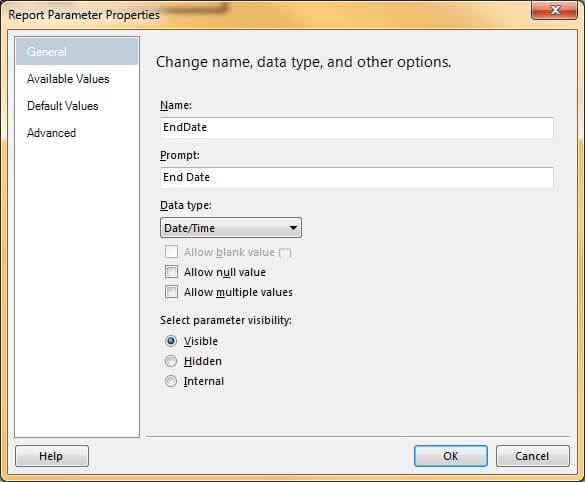 Parameter - General Tab