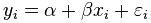 Formula for simple linear regression function