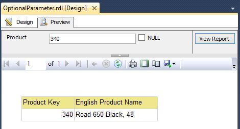 Report Preview for Optional Parameter