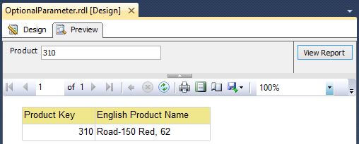 Report Preview Optional Parameter