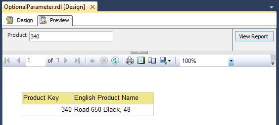 Report Output for Supplied Parameter Value