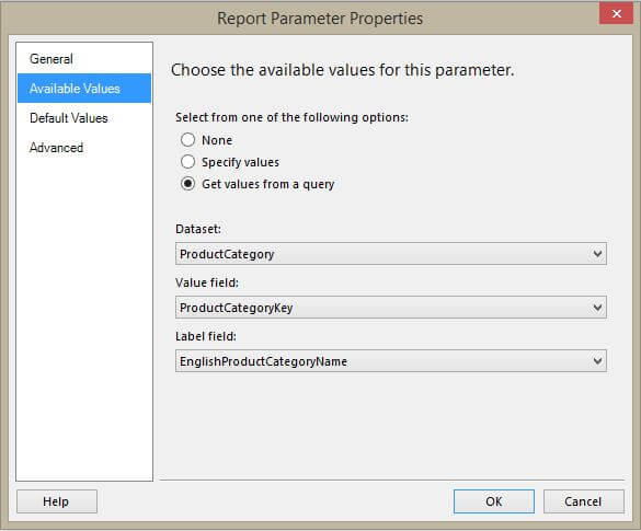 ProductCategory Report Parameter Properties2