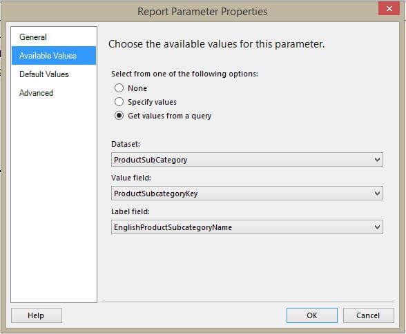 ProductSubCategory Report Parameter Properties2