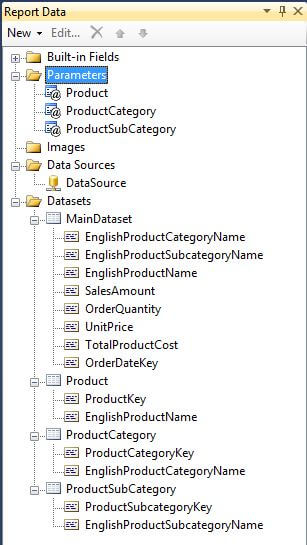 Report Data Pane after all datasets