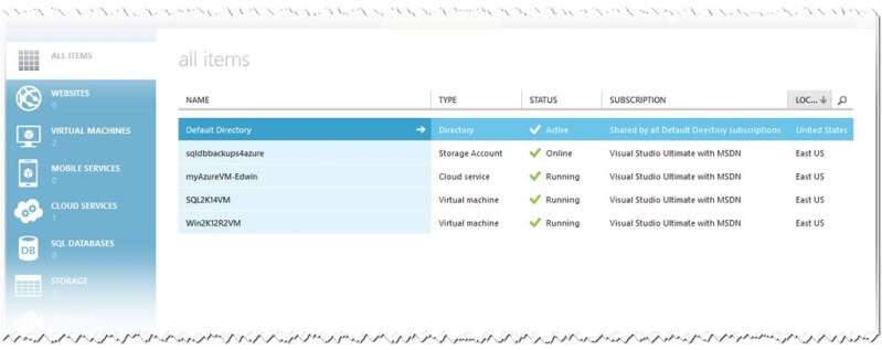 The SQL Server Azure virtual machine