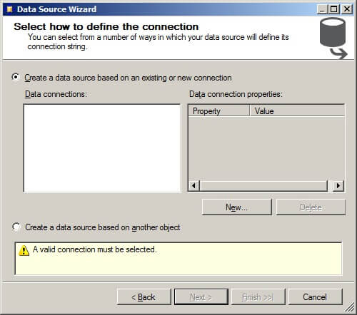 Blank data connection